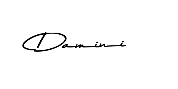 Make a beautiful signature design for name Damini. With this signature (Asem Kandis PERSONAL USE) style, you can create a handwritten signature for free. Damini signature style 9 images and pictures png