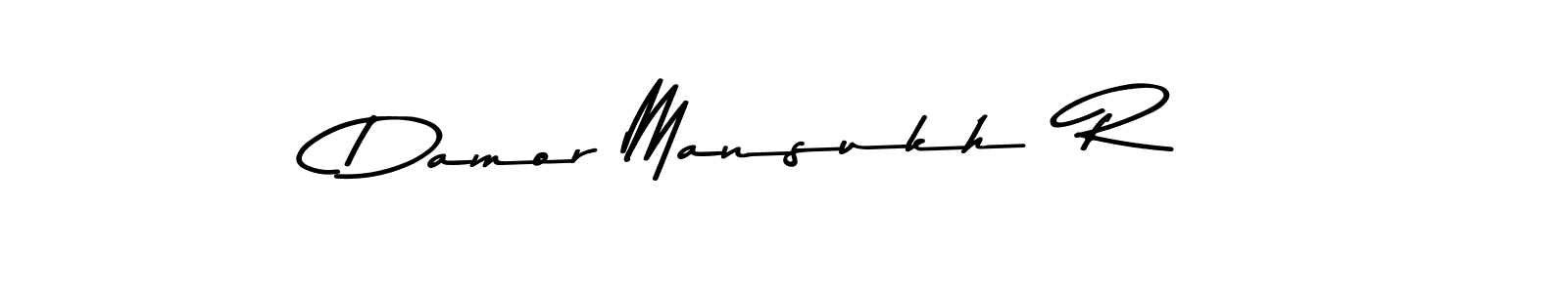 The best way (Asem Kandis PERSONAL USE) to make a short signature is to pick only two or three words in your name. The name Damor Mansukh  R include a total of six letters. For converting this name. Damor Mansukh  R signature style 9 images and pictures png