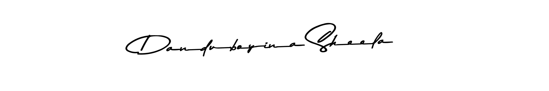 Create a beautiful signature design for name Danduboyina Sheela. With this signature (Asem Kandis PERSONAL USE) fonts, you can make a handwritten signature for free. Danduboyina Sheela signature style 9 images and pictures png