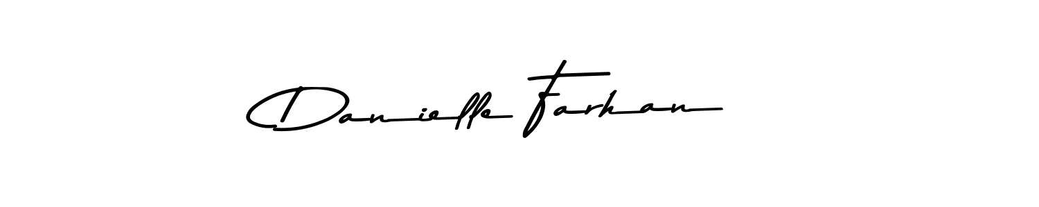 How to make Danielle Farhan name signature. Use Asem Kandis PERSONAL USE style for creating short signs online. This is the latest handwritten sign. Danielle Farhan signature style 9 images and pictures png