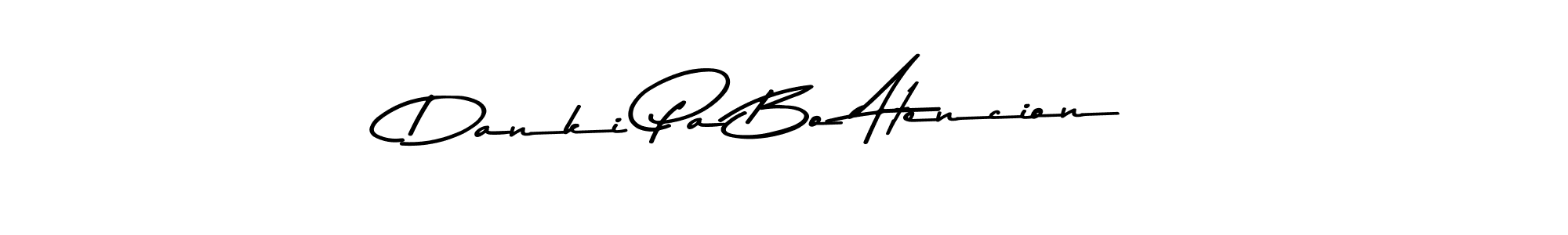 How to make Danki Pa Bo Atencion name signature. Use Asem Kandis PERSONAL USE style for creating short signs online. This is the latest handwritten sign. Danki Pa Bo Atencion signature style 9 images and pictures png
