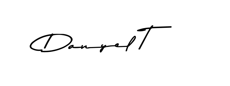 How to make Danyel T name signature. Use Asem Kandis PERSONAL USE style for creating short signs online. This is the latest handwritten sign. Danyel T signature style 9 images and pictures png