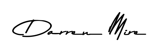 The Asem Kandis PERSONAL USE font gives name Darren Mire a signature that looks effortless yet distinguished. Download high-res PNG instantly. Darren Mire signature style 9 images and pictures png