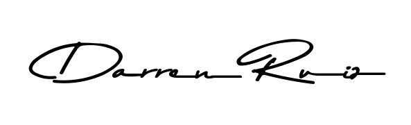 Explore multiple handwriting variations for Darren Ruiz including this stunning Asem Kandis PERSONAL USE design. Free to use across all platforms. Darren Ruiz signature style 9 images and pictures png