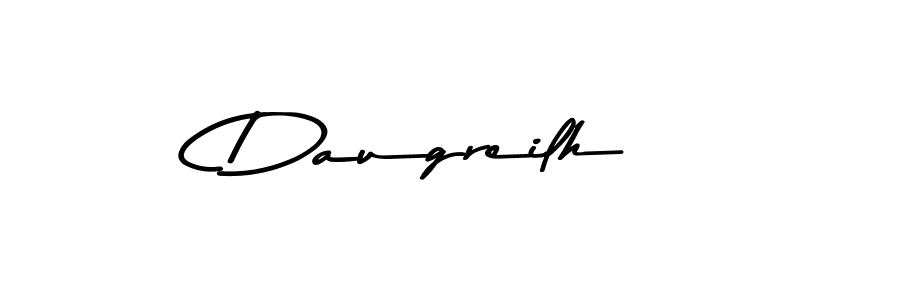 How to make Daugreilh name signature. Use Asem Kandis PERSONAL USE style for creating short signs online. This is the latest handwritten sign. Daugreilh signature style 9 images and pictures png