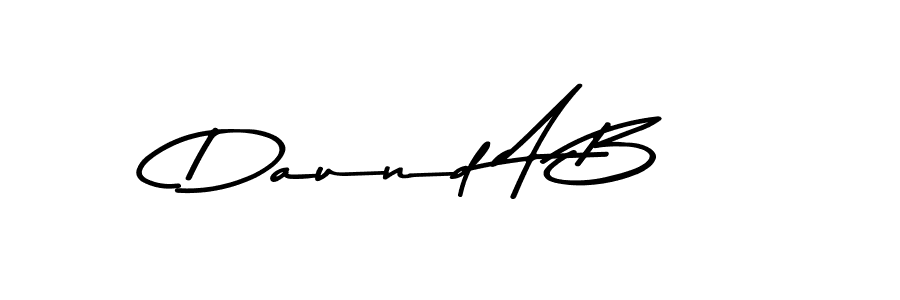 How to make Daund A B name signature. Use Asem Kandis PERSONAL USE style for creating short signs online. This is the latest handwritten sign. Daund A B signature style 9 images and pictures png