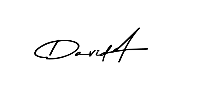 How to make David A name signature. Use Asem Kandis PERSONAL USE style for creating short signs online. This is the latest handwritten sign. David A signature style 9 images and pictures png