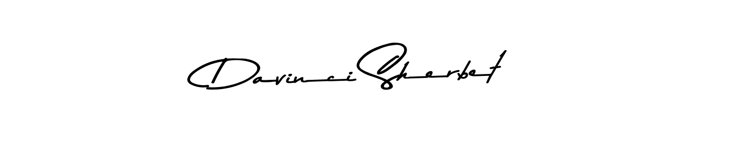 Make a beautiful signature design for name Davinci Sherbet. With this signature (Asem Kandis PERSONAL USE) style, you can create a handwritten signature for free. Davinci Sherbet signature style 9 images and pictures png