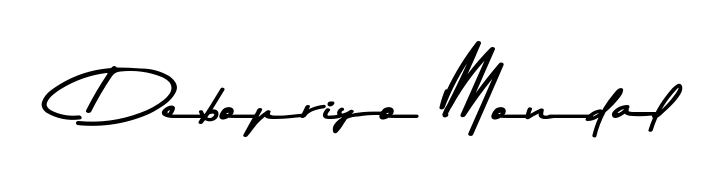 Download transparent PNG signature for name Debopriyo Mondal styled with Asem Kandis PERSONAL USE font. Ready to paste directly into PDF and Word agreements. Debopriyo Mondal signature style 9 images and pictures png