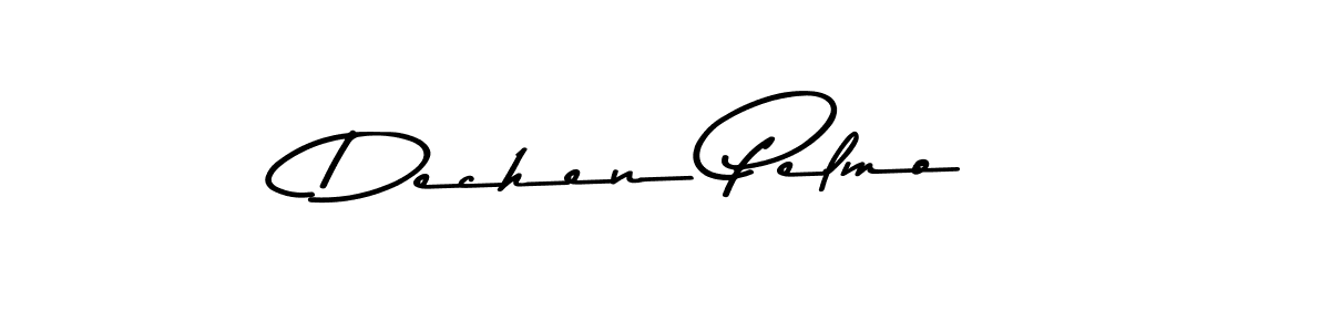 Create a beautiful signature design for name Dechen Pelmo. With this signature (Asem Kandis PERSONAL USE) fonts, you can make a handwritten signature for free. Dechen Pelmo signature style 9 images and pictures png