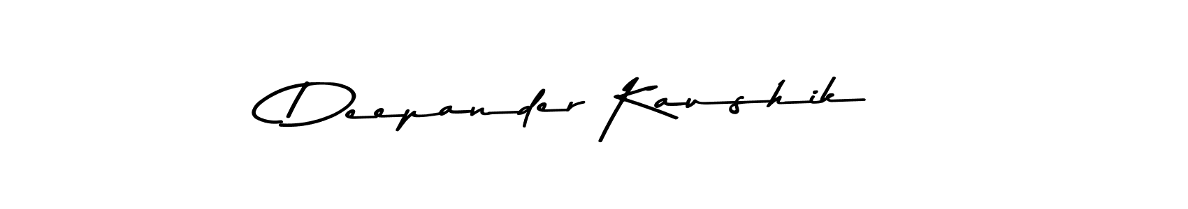 Make a beautiful signature design for name Deepander Kaushik. With this signature (Asem Kandis PERSONAL USE) style, you can create a handwritten signature for free. Deepander Kaushik signature style 9 images and pictures png