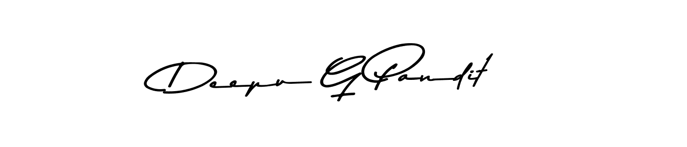 Make a beautiful signature design for name Deepu G Pandit. With this signature (Asem Kandis PERSONAL USE) style, you can create a handwritten signature for free. Deepu G Pandit signature style 9 images and pictures png