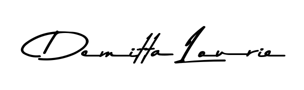 You should practise on your own different ways (Asem Kandis PERSONAL USE) to write your name (Demitta Lourie) in signature. Don't let someone else do it for you. Demitta Lourie signature style 9 images and pictures png