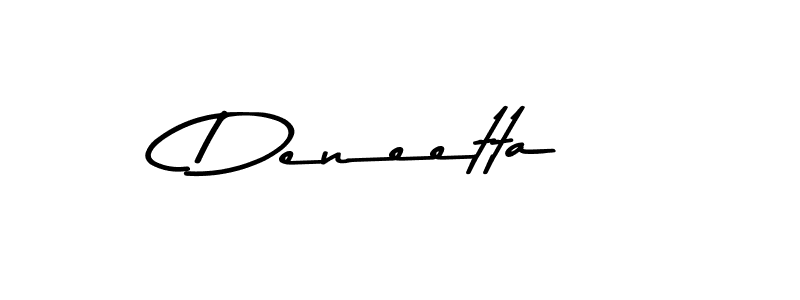 How to make Deneetta name signature. Use Asem Kandis PERSONAL USE style for creating short signs online. This is the latest handwritten sign. Deneetta signature style 9 images and pictures png