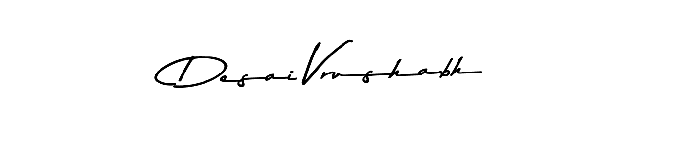 How to make Desai Vrushabh name signature. Use Asem Kandis PERSONAL USE style for creating short signs online. This is the latest handwritten sign. Desai Vrushabh signature style 9 images and pictures png