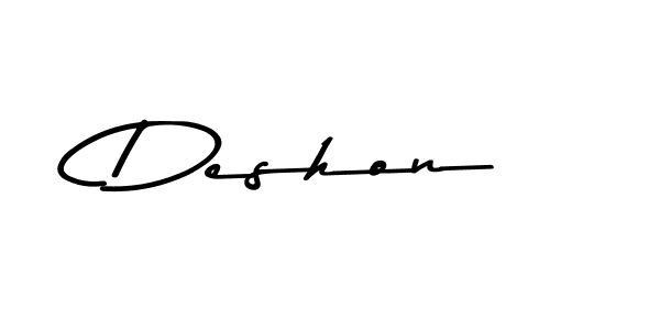 Use a signature maker to create a handwritten signature online. With this signature software, you can design (Asem Kandis PERSONAL USE) your own signature for name Deshon. Deshon signature style 9 images and pictures png