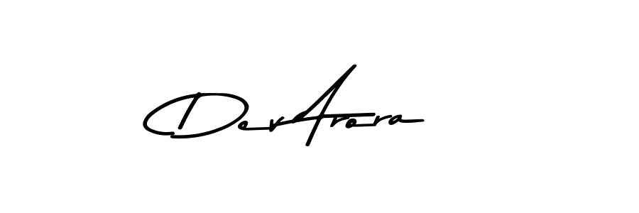 How to make Dev Arora name signature. Use Asem Kandis PERSONAL USE style for creating short signs online. This is the latest handwritten sign. Dev Arora signature style 9 images and pictures png