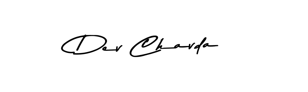 How to make Dev Chavda name signature. Use Asem Kandis PERSONAL USE style for creating short signs online. This is the latest handwritten sign. Dev Chavda signature style 9 images and pictures png