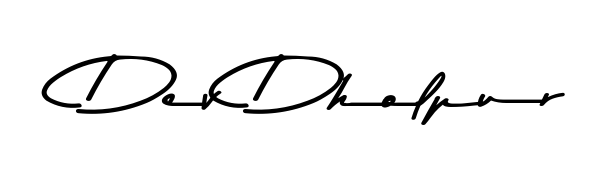 The Asem Kandis PERSONAL USE handwriting style adds charm and authenticity to name Dev Dholpur. A wonderful choice for personal thank-you notes. Dev Dholpur signature style 9 images and pictures png