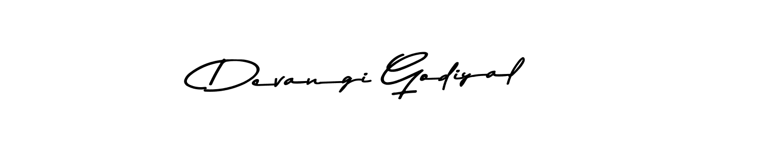 Make a beautiful signature design for name Devangi Godiyal. With this signature (Asem Kandis PERSONAL USE) style, you can create a handwritten signature for free. Devangi Godiyal signature style 9 images and pictures png