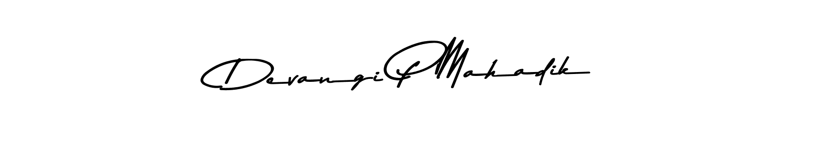 How to make Devangi P Mahadik name signature. Use Asem Kandis PERSONAL USE style for creating short signs online. This is the latest handwritten sign. Devangi P Mahadik signature style 9 images and pictures png