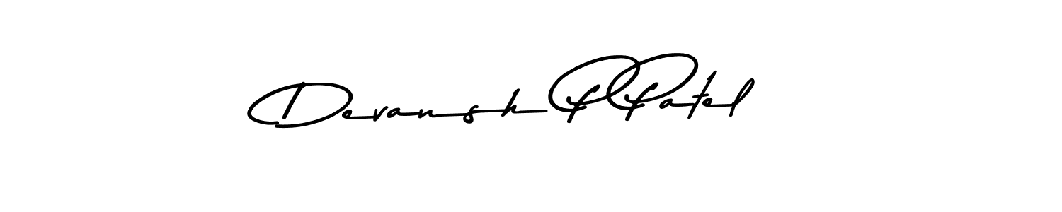 Make a beautiful signature design for name Devansh P Patel. With this signature (Asem Kandis PERSONAL USE) style, you can create a handwritten signature for free. Devansh P Patel signature style 9 images and pictures png