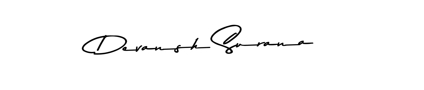 Create a beautiful signature design for name Devansh Surana. With this signature (Asem Kandis PERSONAL USE) fonts, you can make a handwritten signature for free. Devansh Surana signature style 9 images and pictures png