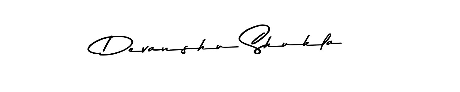 Create a beautiful signature design for name Devanshu Shukla. With this signature (Asem Kandis PERSONAL USE) fonts, you can make a handwritten signature for free. Devanshu Shukla signature style 9 images and pictures png