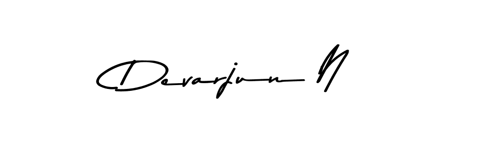 How to make Devarjun N name signature. Use Asem Kandis PERSONAL USE style for creating short signs online. This is the latest handwritten sign. Devarjun N signature style 9 images and pictures png