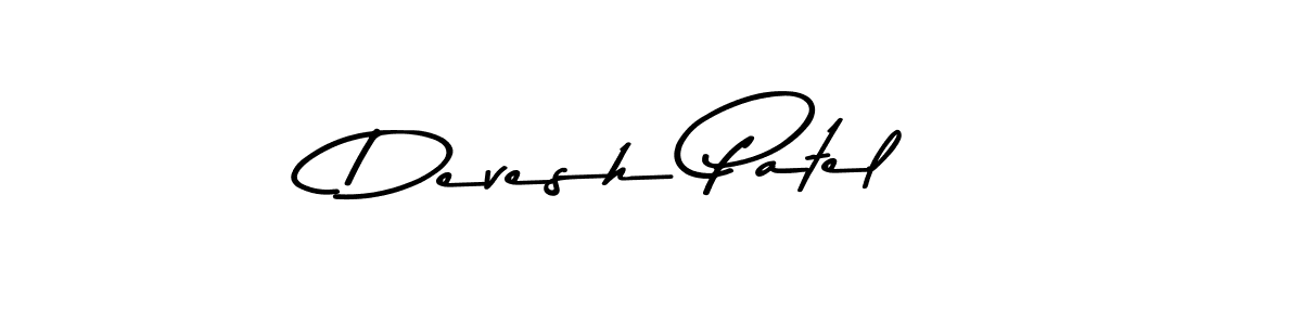 Make a beautiful signature design for name Devesh Patel. With this signature (Asem Kandis PERSONAL USE) style, you can create a handwritten signature for free. Devesh Patel signature style 9 images and pictures png