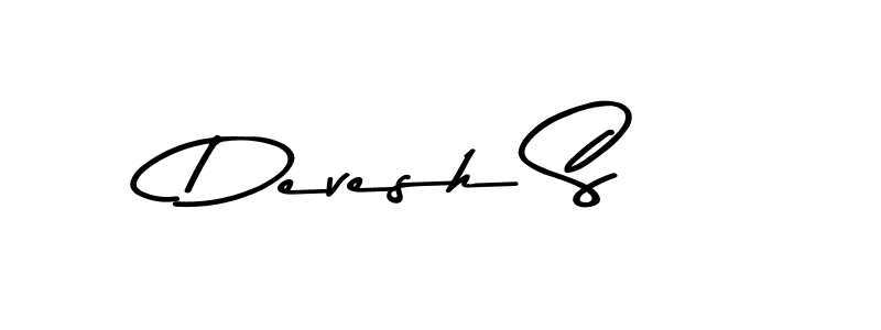 How to make Devesh S name signature. Use Asem Kandis PERSONAL USE style for creating short signs online. This is the latest handwritten sign. Devesh S signature style 9 images and pictures png