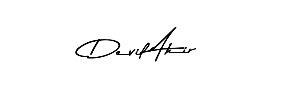 Make a beautiful signature design for name Devil Ahir. With this signature (Asem Kandis PERSONAL USE) style, you can create a handwritten signature for free. Devil Ahir signature style 9 images and pictures png