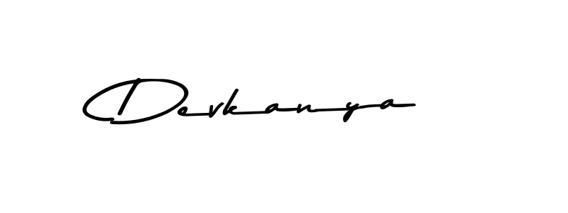 Make a beautiful signature design for name Devkanya. With this signature (Asem Kandis PERSONAL USE) style, you can create a handwritten signature for free. Devkanya signature style 9 images and pictures png