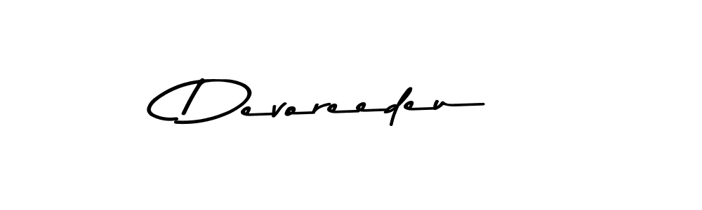 How to make Devoreedeu name signature. Use Asem Kandis PERSONAL USE style for creating short signs online. This is the latest handwritten sign. Devoreedeu signature style 9 images and pictures png