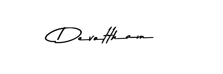 Create a beautiful signature design for name Devottham. With this signature (Asem Kandis PERSONAL USE) fonts, you can make a handwritten signature for free. Devottham signature style 9 images and pictures png