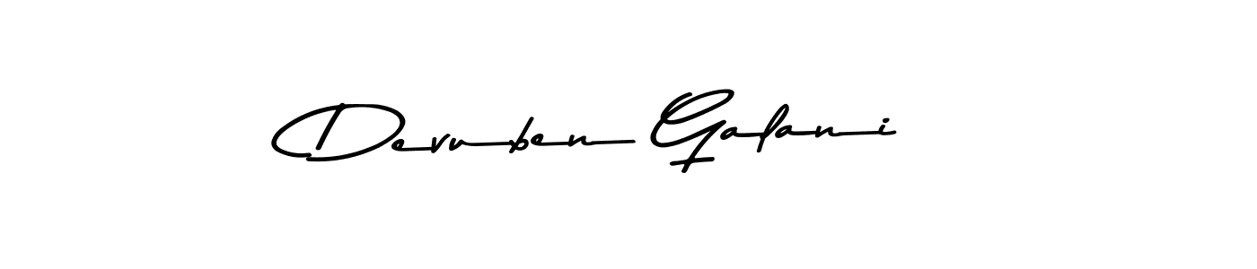 Design your own signature with our free online signature maker. With this signature software, you can create a handwritten (Asem Kandis PERSONAL USE) signature for name Devuben Galani. Devuben Galani signature style 9 images and pictures png