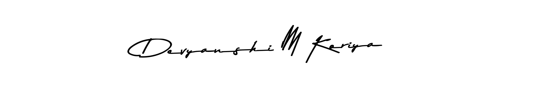 The best way (Asem Kandis PERSONAL USE) to make a short signature is to pick only two or three words in your name. The name Devyanshi M Koriya include a total of six letters. For converting this name. Devyanshi M Koriya signature style 9 images and pictures png