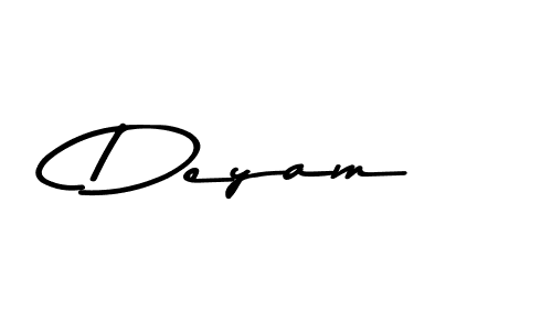 Make a beautiful signature design for name Deyam. With this signature (Asem Kandis PERSONAL USE) style, you can create a handwritten signature for free. Deyam signature style 9 images and pictures png