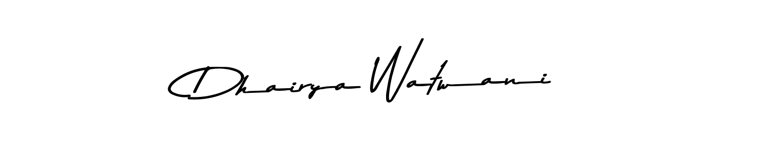 Make a beautiful signature design for name Dhairya Watwani. With this signature (Asem Kandis PERSONAL USE) style, you can create a handwritten signature for free. Dhairya Watwani signature style 9 images and pictures png