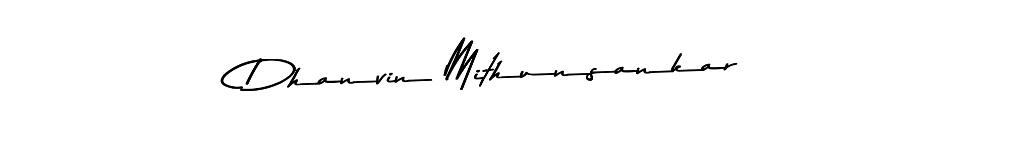 How to make Dhanvin Mithunsankar name signature. Use Asem Kandis PERSONAL USE style for creating short signs online. This is the latest handwritten sign. Dhanvin Mithunsankar signature style 9 images and pictures png