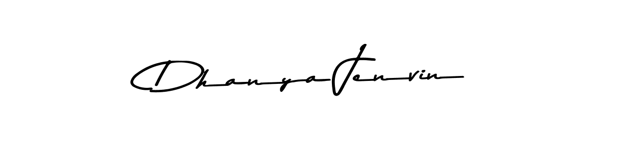 How to make Dhanya Jenvin name signature. Use Asem Kandis PERSONAL USE style for creating short signs online. This is the latest handwritten sign. Dhanya Jenvin signature style 9 images and pictures png