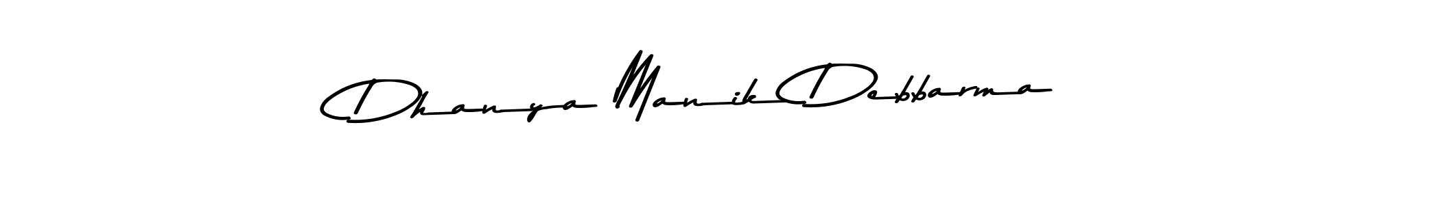 How to make Dhanya Manik Debbarma name signature. Use Asem Kandis PERSONAL USE style for creating short signs online. This is the latest handwritten sign. Dhanya Manik Debbarma signature style 9 images and pictures png