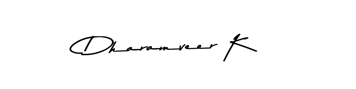 The best way (Asem Kandis PERSONAL USE) to make a short signature is to pick only two or three words in your name. The name Dharamveer K include a total of six letters. For converting this name. Dharamveer K signature style 9 images and pictures png