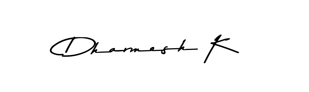 Make a beautiful signature design for name Dharmesh K. With this signature (Asem Kandis PERSONAL USE) style, you can create a handwritten signature for free. Dharmesh K signature style 9 images and pictures png