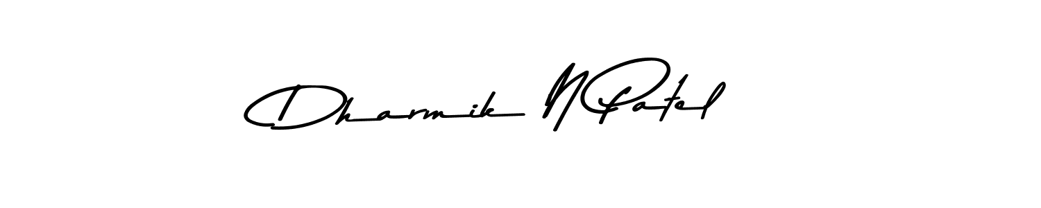 Make a beautiful signature design for name Dharmik N Patel. With this signature (Asem Kandis PERSONAL USE) style, you can create a handwritten signature for free. Dharmik N Patel signature style 9 images and pictures png