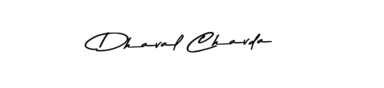 How to make Dhaval Chavda name signature. Use Asem Kandis PERSONAL USE style for creating short signs online. This is the latest handwritten sign. Dhaval Chavda signature style 9 images and pictures png