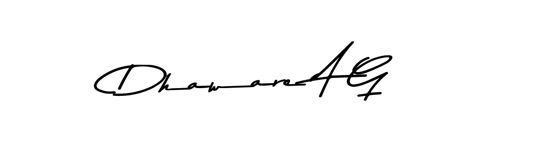 How to make Dhaware A G name signature. Use Asem Kandis PERSONAL USE style for creating short signs online. This is the latest handwritten sign. Dhaware A G signature style 9 images and pictures png