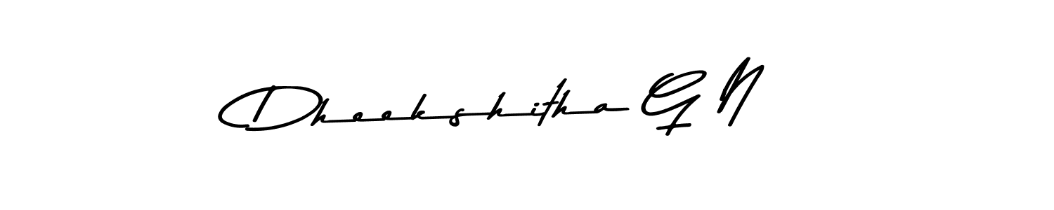 How to make Dheekshitha G N name signature. Use Asem Kandis PERSONAL USE style for creating short signs online. This is the latest handwritten sign. Dheekshitha G N signature style 9 images and pictures png