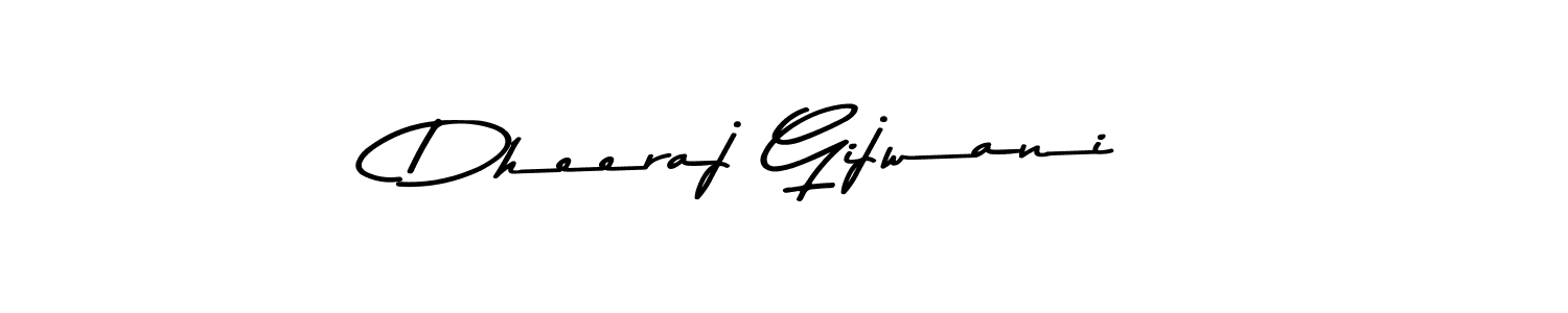 How to make Dheeraj Gijwani name signature. Use Asem Kandis PERSONAL USE style for creating short signs online. This is the latest handwritten sign. Dheeraj Gijwani signature style 9 images and pictures png