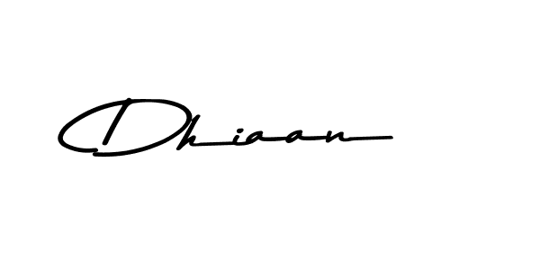 How to make Dhiaan name signature. Use Asem Kandis PERSONAL USE style for creating short signs online. This is the latest handwritten sign. Dhiaan signature style 9 images and pictures png